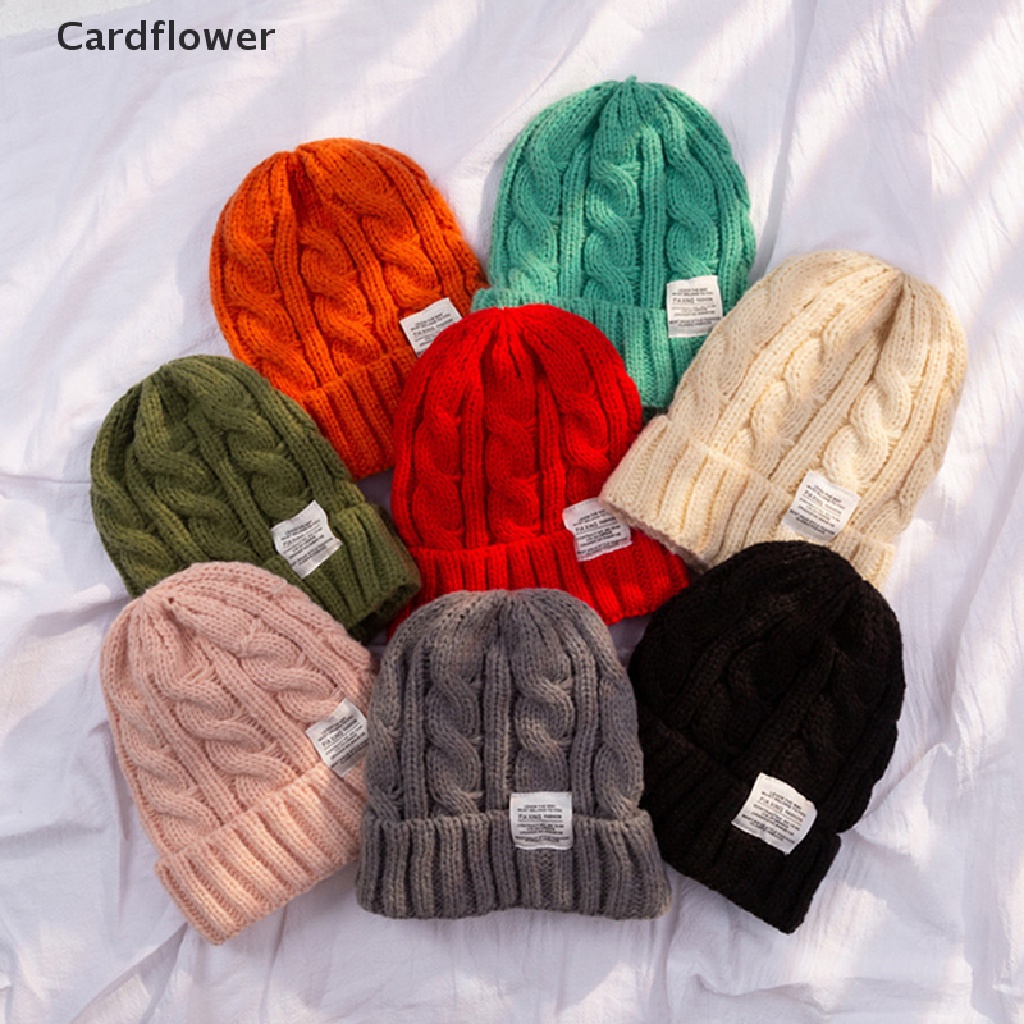 &lt; Cardflower &gt; Mũ Len Beanie Dệt Kim Giữ Ấm Mùa Đông Cho Cặp Đôi Nữ