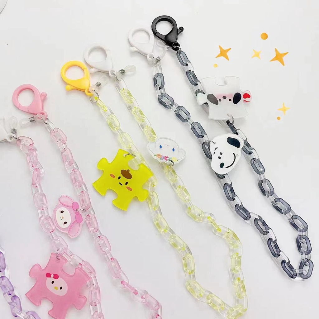 Dây Xích Đeo Mắt Kính Bằng Acrylic Màu Kẹo Hình Cún Hoạt Hình Phong Cách Hàn Quốc Đơn Giản