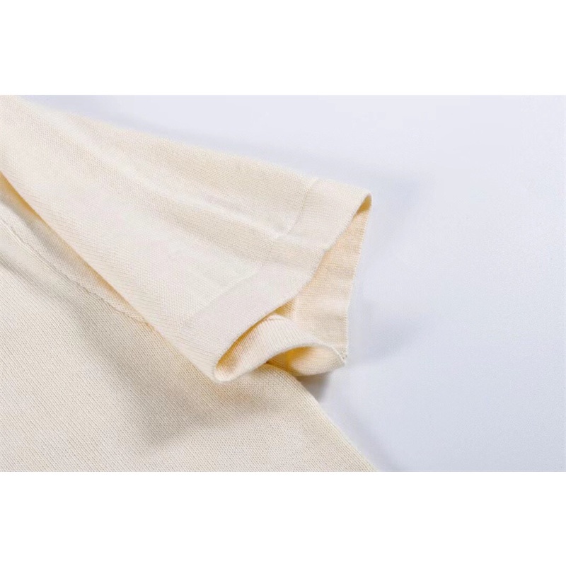 Hàng Bán Chạy L Áo Thun Dệt Kim Jacquard Tay Ngắn Thêu Chữ Cái Alphabet Mặc Thường Ngày Unisex