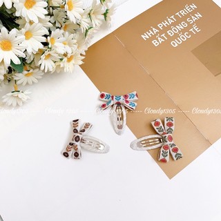 Kẹp nơ thêu hoạ tiết hoa dễ thương
