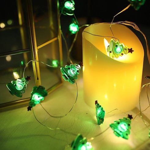 Nafenai Dây đèn LED trang trí Giáng sinh bằng đồng hình ông già noel tuần lộc người tuyết