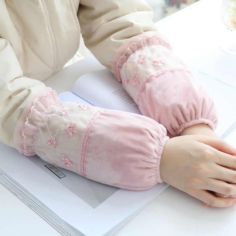 Áo Khoác Dạ Ngắn Tay Phối Ren Dễ Thương Bảo Vệ Tay Áo Chống Bẩn Dành Cho Nữ Sinh Viên / Người Lớn