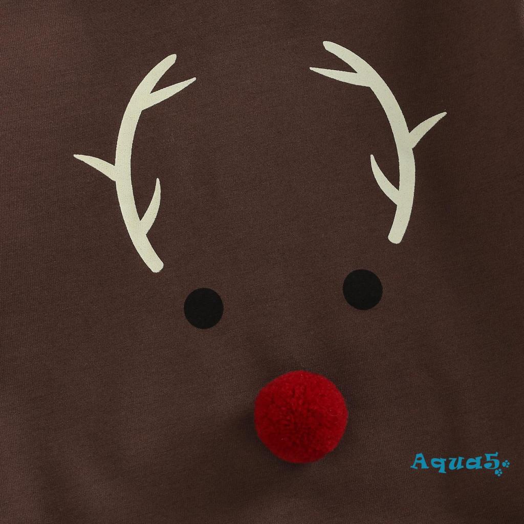 Bộ Áo Liền Quần Dài Tay In Hoạt Hình Giáng Sinh Cho Bé