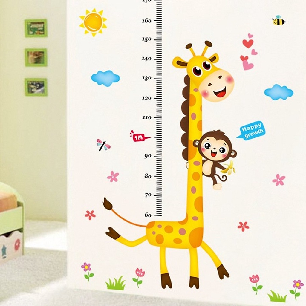 Decal dán tường THƯỚC ĐO CHIỀU CAO cho bé nhiều mẫu. Đề can dán tường trang trí phòng ngủ