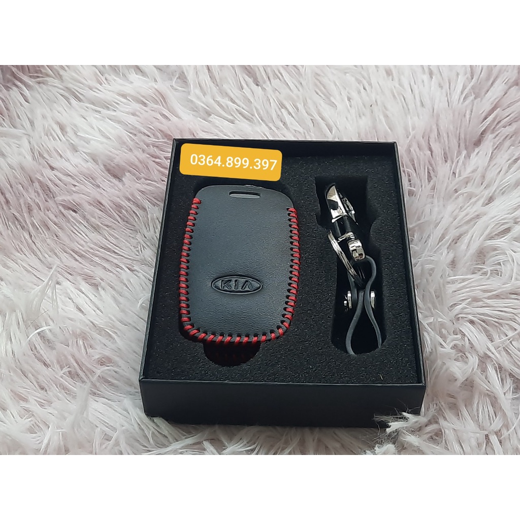 Bao da 2 lớp bọc chìa khoá xe KIA Seltos  2021 2022 2023 loại 4 nút bấm