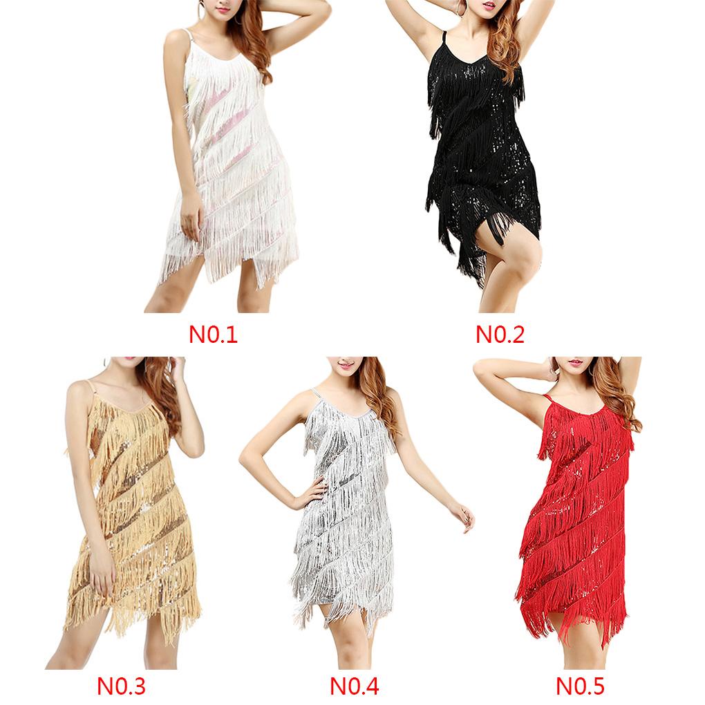 Đầm Khiêu Vũ Nhảy Latin Phối Tua Rua Thời Trang Cho Nữ