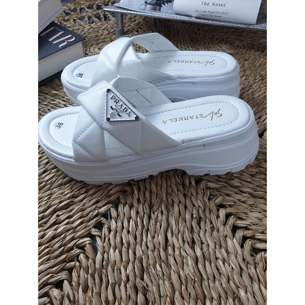 Dép Đế Xuồng Nữ Quai Ngang Chéo Siêu Hot Dép Đế Cao 5 Phân