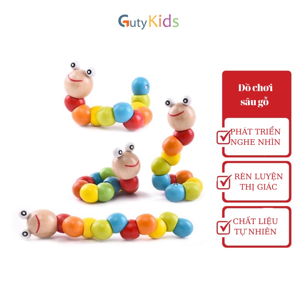 Sâu gỗ đồ chơi cho bé giải trí cực kỳ vui nhộn, giúp phát triển kỹ năng nghe, nhìn và đôi tay khéo léo - Gutykids