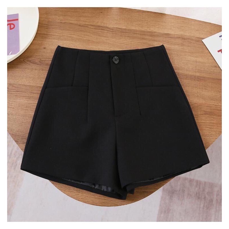 Quần short nữ 92WEAR thiết kế cạp liền cúc gài phong cách Hàn Quốc trẻ trung, năng động QS005