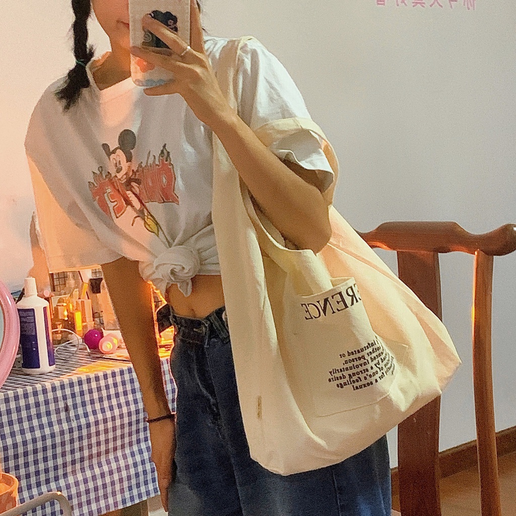 Túi Vải Canvas ,Túi Tote, Phong Cách Hàn Quốc Đi Chơi Đi Học Tiện Dụng