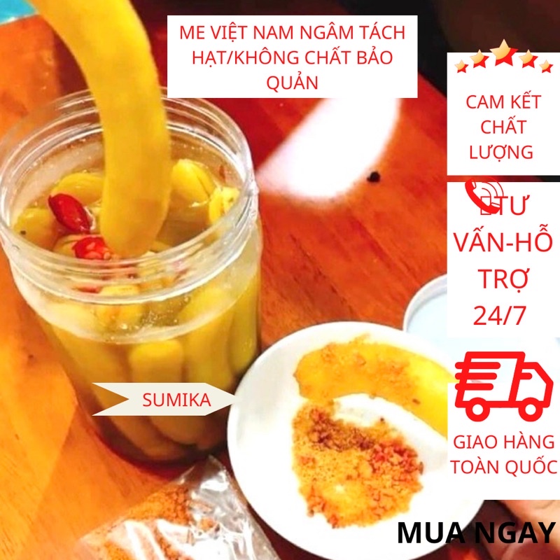 Me Ngâm Tách Hạt Nhà Làm,Trái Me To,Vị Chua Chua Ngọt Ngọt, Không Chất Bảo Quản, hộp 900gr