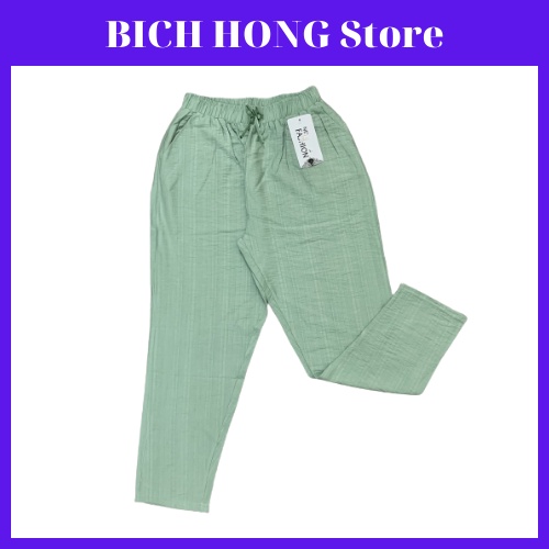 Quần Baggy Nữ Cạp Chun Vải Đũi Siêu Mềm Mịn Mát, Màu Sắc Đẹp Lung Linh - Đủ size