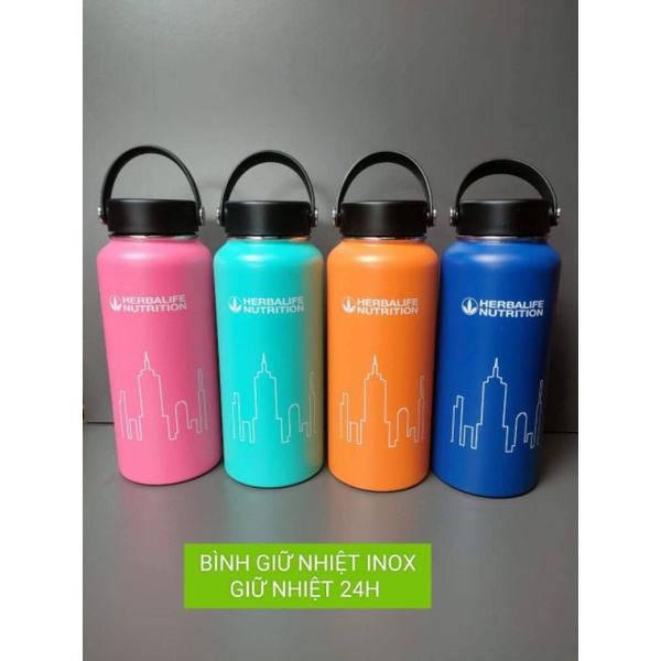 Bình giữ nhiệt logo herbalife dáng béo 1 lít cao cấp