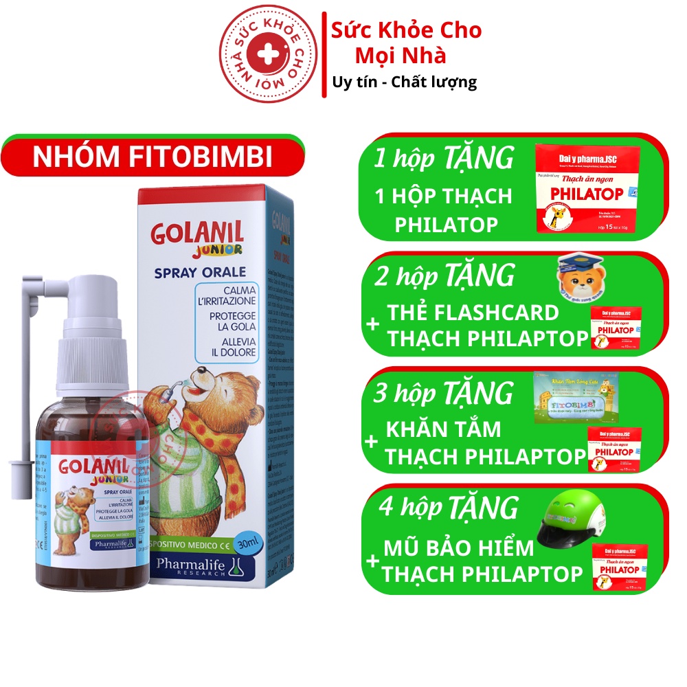 Xịt Họng Golanil Spray Orale 30ml.Giảm Ho,Đau,Ngứa Rát Họng Cho Bé Chiết Xuất Keo Ong