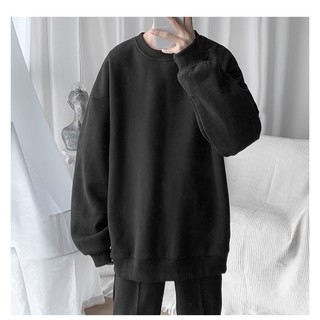 Áo sweater trơn unisex vn clo đen - swt021