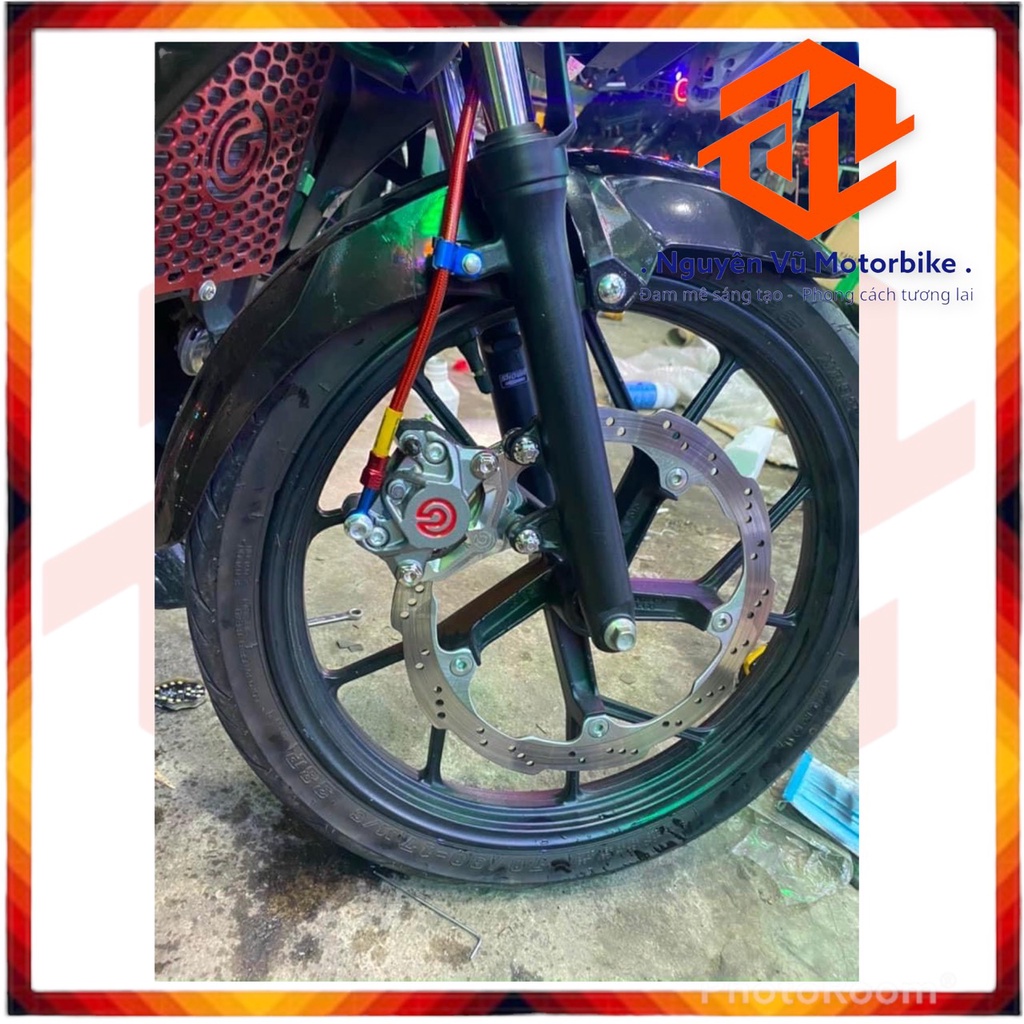 Pas bas trước Raider/Satria đĩa 290/295mm xài heo 2 Piston đối xứng