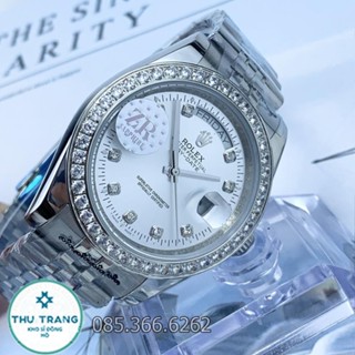  ĐỒNG HỒ NAM đồng hồ cơ Rolex  automatic 2 lịch trắng đính đá size 40-41mm 