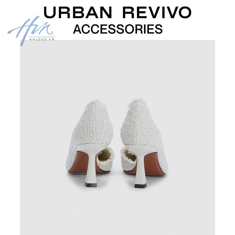 Giày Cao Gót Vải Tweed Đính Đá Phong Cách Thời Trang Mới 2022