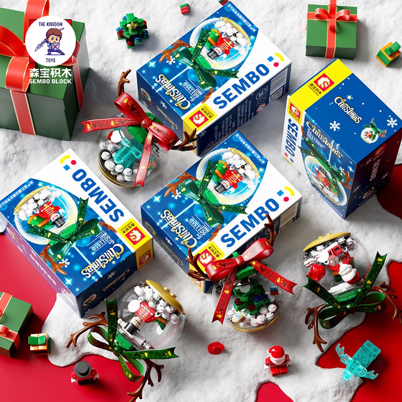 Đồ Chơi Lắp Ráp Giáng Sinh Noel Mô Hình Quả Cầu Trang Trí Cây Thông Phát Sáng / Ông Già Tuyết 601168