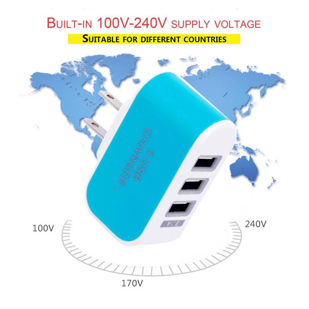 Củ Sạc Tích Hợp 3 Cổng USB Tiện Lợi Du Lịch