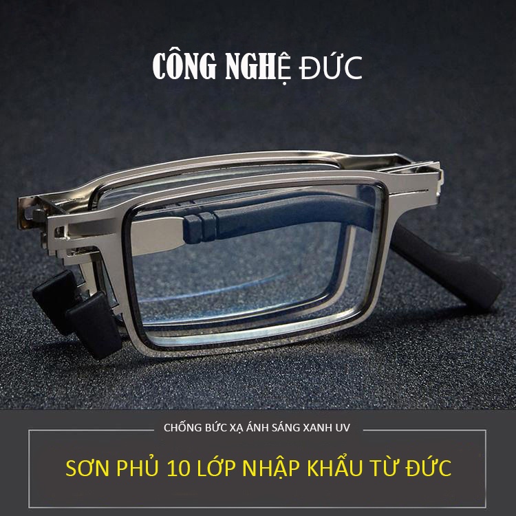 Kính lão thị, viễn thị , đọc sách gấp gọn cho nam và nữ ,tặng kèm Hộp , Hộp giá đỡ điện thoại , khăn lau cao cấp