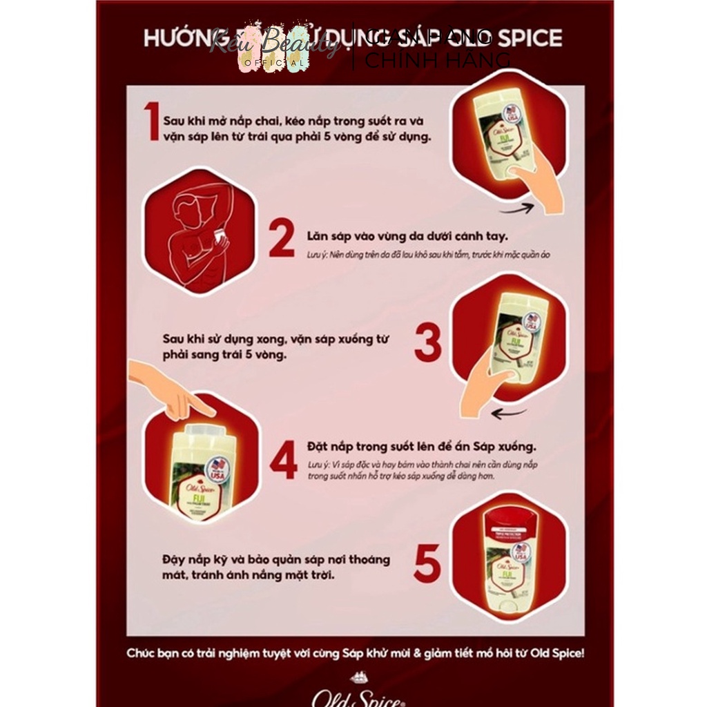 Lăn Khử Mùi Old Spice USA 85g/73g (Nhiều Mùi Hương)