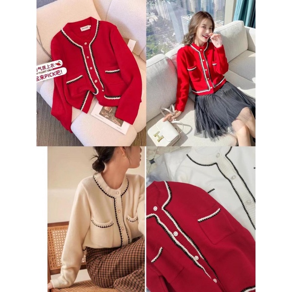 Áo Len Cardigan Phối Viền Cực Sang