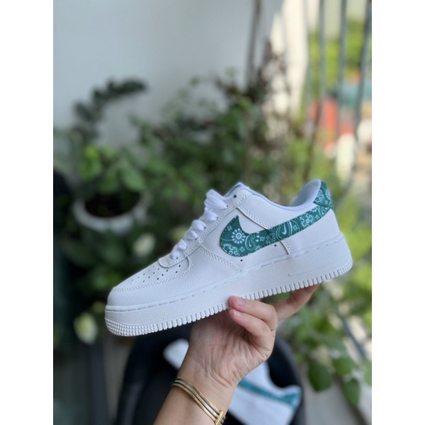 GIÀY AF1 VỆT XANH HOA VẮN MỚI FULL BOX