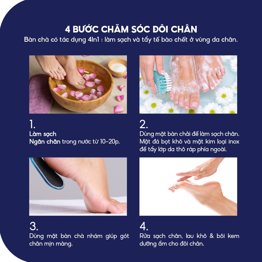 Bàn Chải Chà Gót Chân BATHSHOP Chăm Sóc Móng 4in1 Cao Cấp 70g - 8936060050926