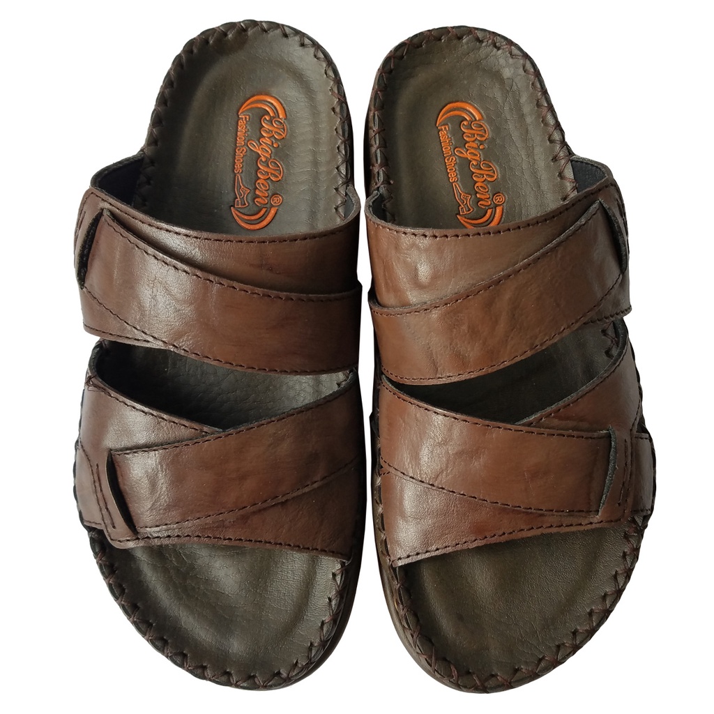 Dép Nam Quai Chéo BIGGBEN Da Bò Thật Cao Cấp HKD629