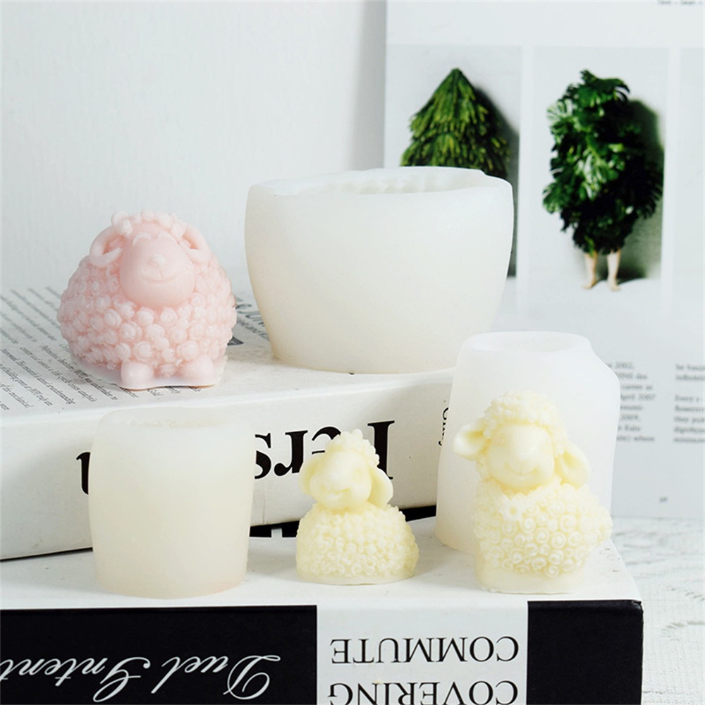 Khuôn Làm Nến / Xà Phòng Hình Chú Cừu 3D Bằng Silicone DIY