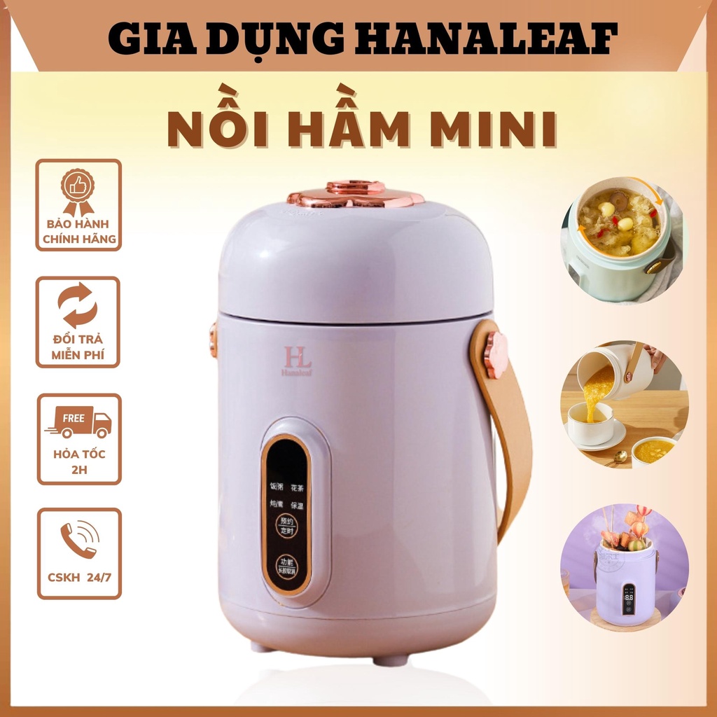 Nồi nấu cháo cho bé, cốc chưng yến hầm đa năng dung tích 900ml hẹn giờ ủ ấm có quai xách tiện lợi