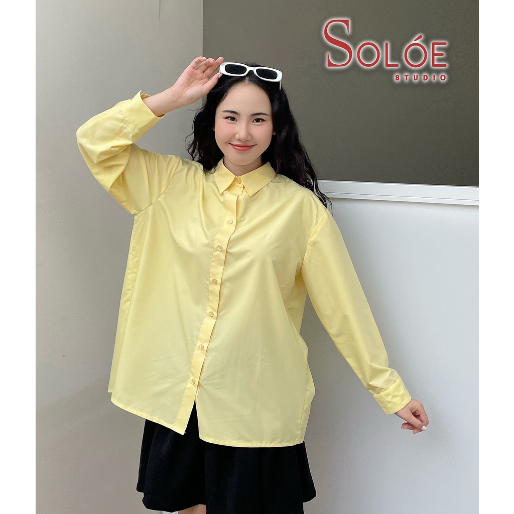 Áo sơ mi basic dáng rộng, cắt điệu xẻ tà sau lưng - Mini shirt SoLóe Studio