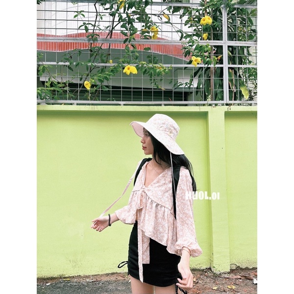 ÁO BBD_áo peplum hoa cột nơ tay phồng huol.oi_store