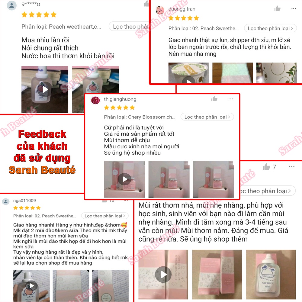 Nước hoa nam nữ hương đào - nước hoa mùi nhẹ - nước hoa nu thơm lâu -  Sarah Beaute