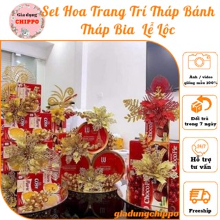 Set phụ kiện làm tháp lễ , đẹp, set trang trí tháp bánh tháp bia oản tài lộc (không kèm bánh)
