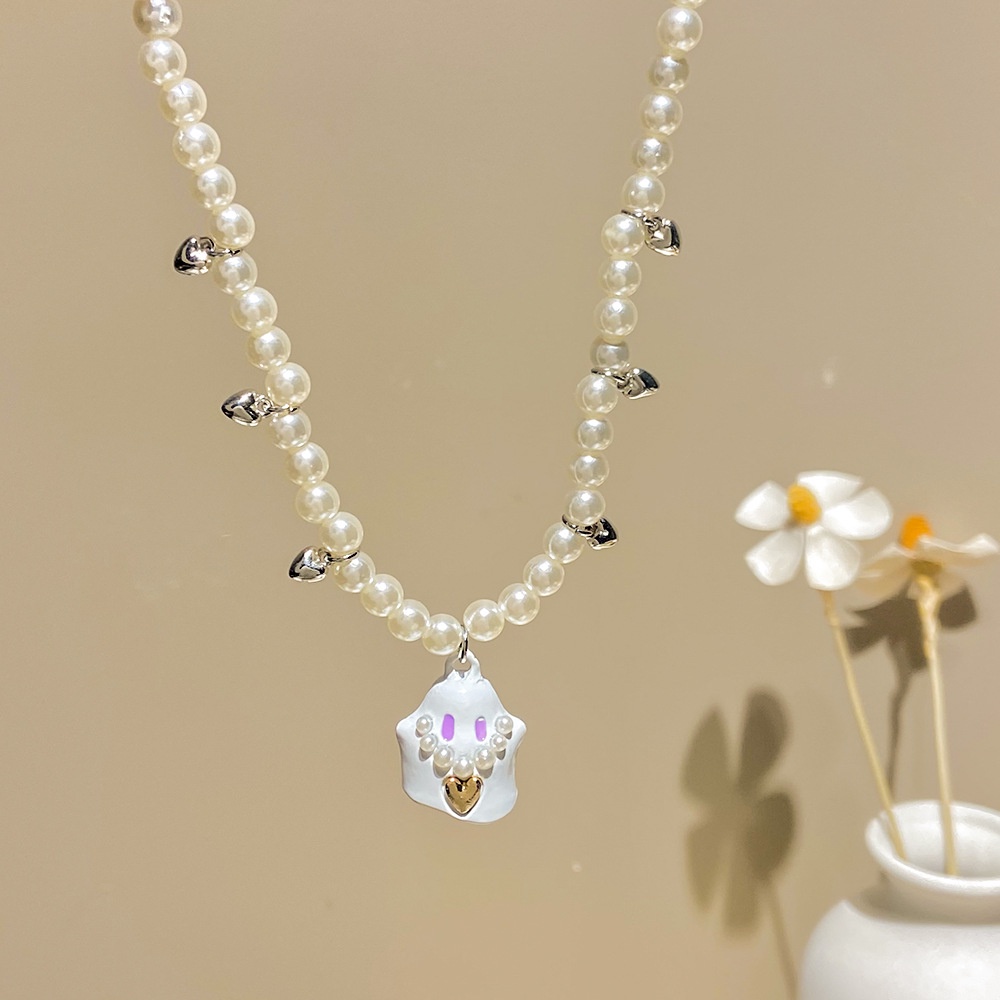 Bộ Vòng cổ Và Bông Tai Y2K Hình Ma Tắc Kè Dễ Thương