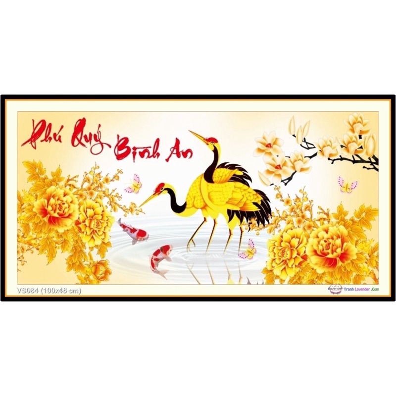 Tranh đính đá Phú Quý Bình An Kt 100x48cm