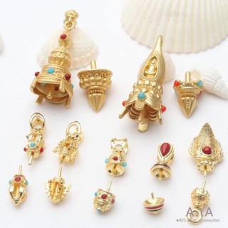 █diy゜14k●1 gói 5 đầu khóa hạt dzi rỗng trang trí vòng cổ ba mắt dzi