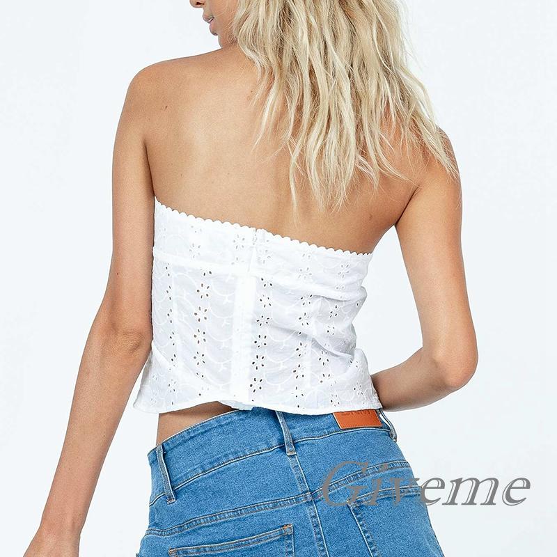 Áo Lửng Không Tay Hở Vai Màu Trơn Thời Trang Mùa Hè Dành Cho Nữ