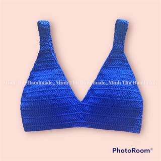 [Minh Thư Handmade] Áo Hai Dây LILY Bra Top Len Móc Có Mút Ngực - Áo Croptop Len Sexy Đi Biển Du Lịch Sẵn HCM(Đã bán 1k)