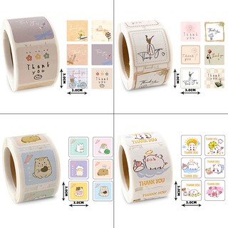 Cuộn 300 Miếng Dán Hình Vuông 3cm In Chữ thank you Dễ Thương Trang Trí Sổ Tay