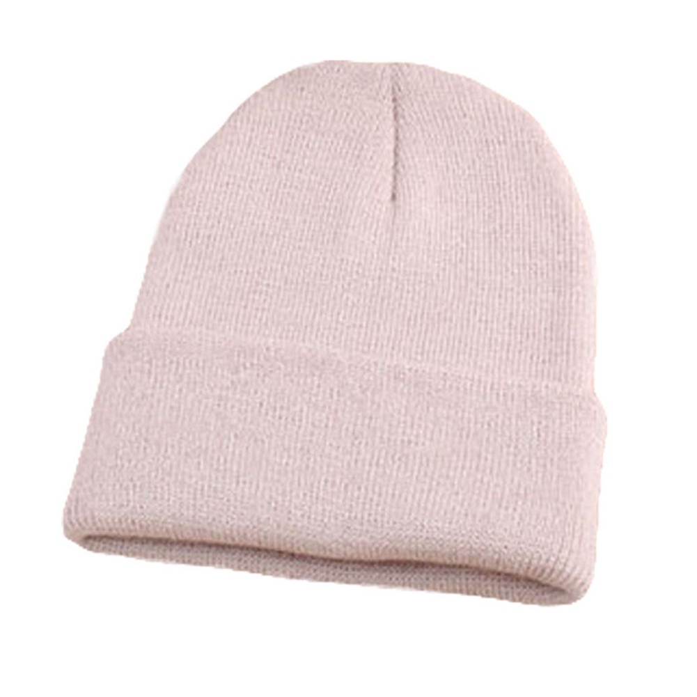 Mũ Beanie Dệt Kim Unisex Mềm Mại Co Giãn Màu Trơn Giữ Ấm Mùa Đông