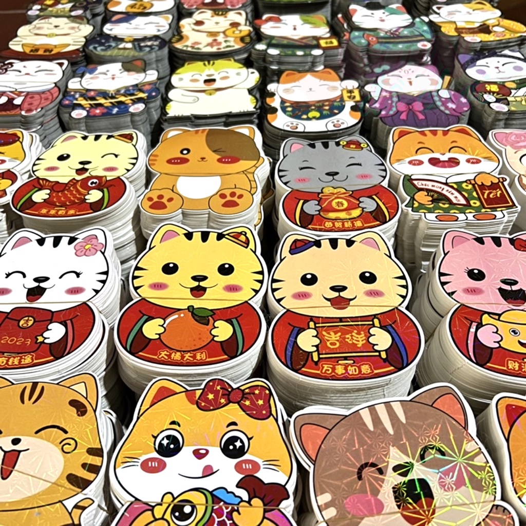Bao lì xì tết 2023 con mèo phản quang chibi cute xuân quý mão giá rẻ Gôn đồ chơi