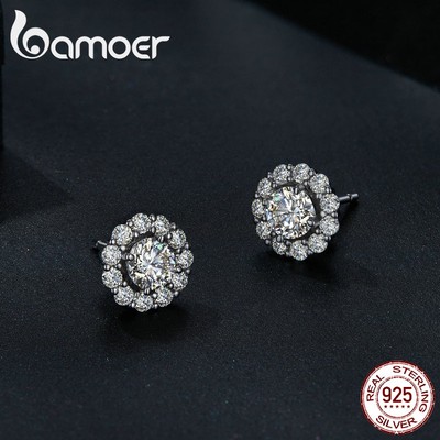 Bamoer Bông Tai bạc 925 0.5 ct vvs1 Cao Cấp Thời Trang Cho Nữ MSE010