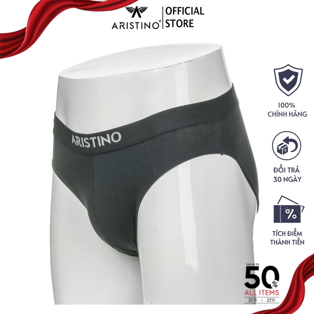Quần lót nam ARISTINO dáng briefs đơn giản, thiết kế cạp chun cao cấp, co giãn thoải mái - ABF03707