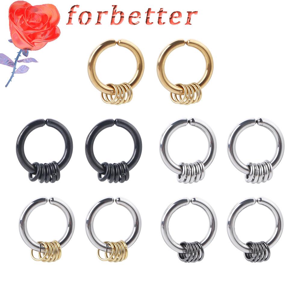 Khuyên Tai Dạng Vòng Tròn Không Cần Xỏ Lỗ Màu Đen Cá Tính Đơn Giản Có Thể Tháo Rời