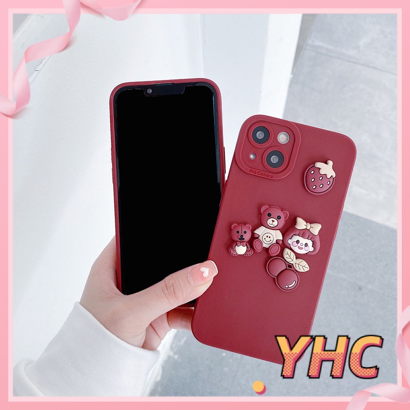 Ốp iphone Hình Hoa Màu Đỏ Đáng Yêu Cho Iphone6 6splus 7 7plus 8plus XR X XS 11 12 Pro max Plus Promax max-063