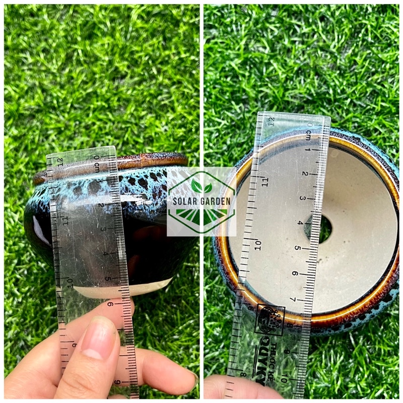 Chậu sứ men hỏa biến hình lu - Nhiều màu - Solar Garden