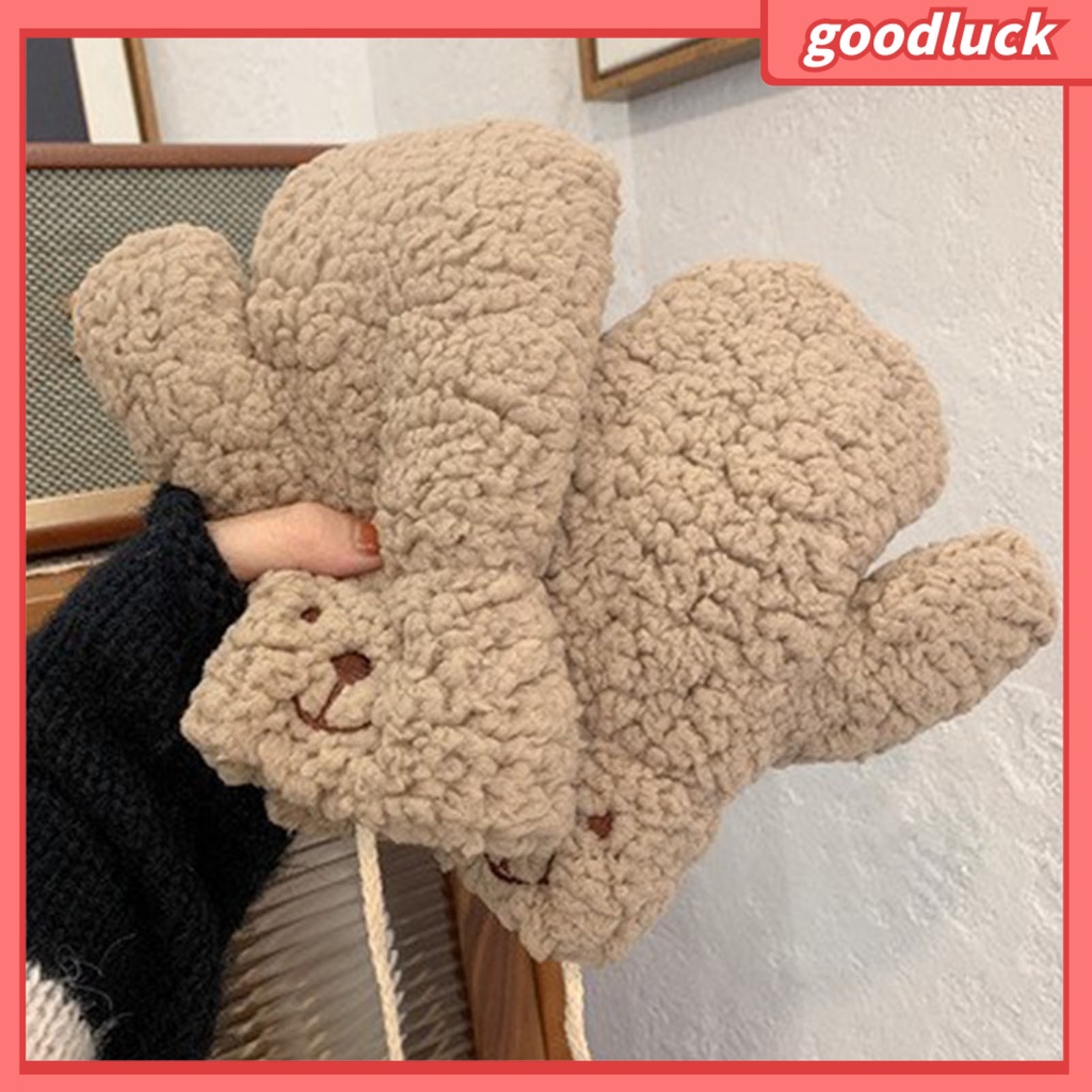 1 Đôi Găng Tay Giữ Ấm Siêu Mềm Mại Thoải Mái Chống Gió Hình Gấu Hoạt Hình Cho Nữ